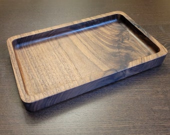 Small Handmade Wood Everyday Catchall Tray | Personalized | Valet Tray | Desk Organizer | Walnut