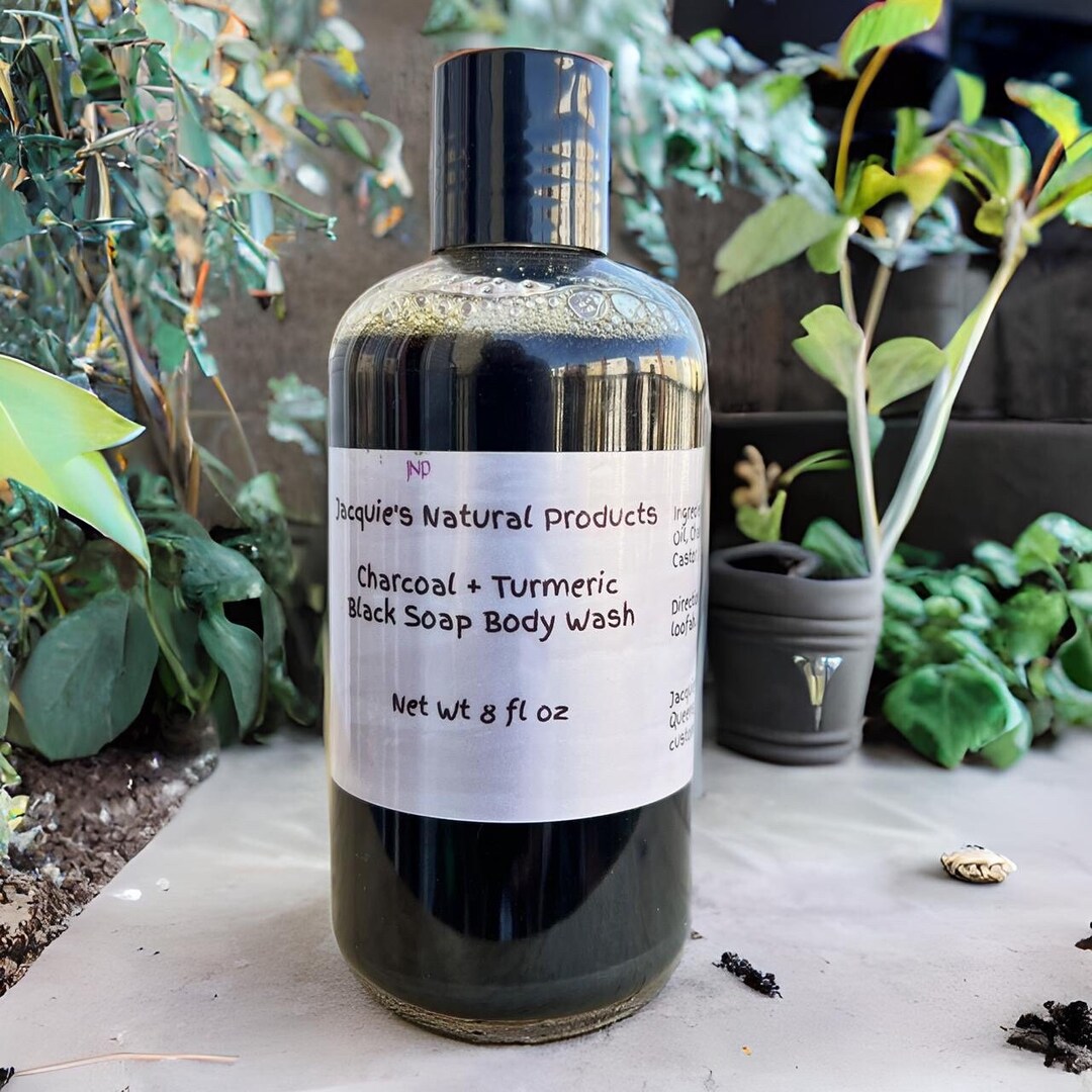 Charcoal Turmeric Black Soap Body Wash 8 Oz Etsy