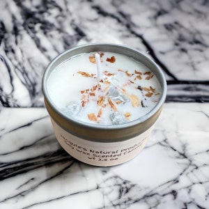 Intention Candles with Crystals and Flowers 3.5 oz for healing, stress relief, scent purification, positive energy