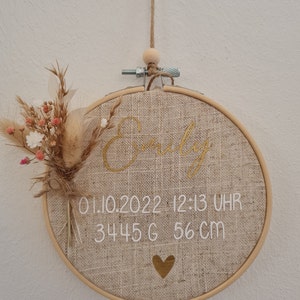 Personalized embroidery frame with birth dates | Birth gift | Welcome gift baby | Gift idea