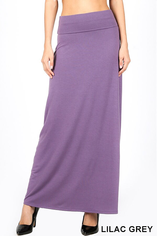 Women's Casual Solid Long High Waisted Foldable Maxi Skirt - Etsy