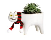 Ceramic Flower Pot Cute Cat Shape Garden Pots With Cat Scarf Succulent Planter Plant Container Sweet Home Decor For Living Room