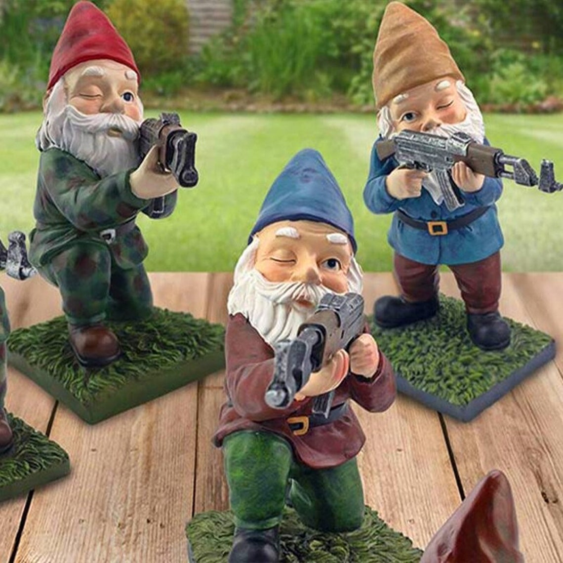 Funny Army Garden Gnome Statue Resin Desktop Lawn Ornament Etsy