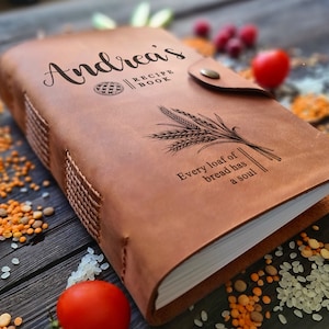 Thick Leather CookBook/ Personalized Leather Cookbook with 220 or 460 lined or blank pages/ Gift for Chef// Gift for Mum/ Anniversary Gift