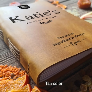 Personalized Leather Cookbook: Full Grain Recipe Book, Laser Engraved