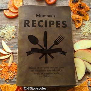 Customizable Leather Cookbook: Engraved Recipe Book, A5/A4 Sizes