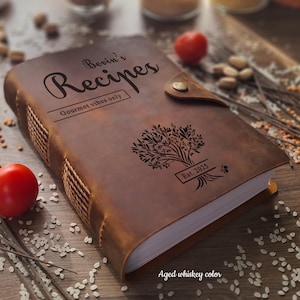 Thick Leather Cookbook: Personalized Engraved Recipe Journal