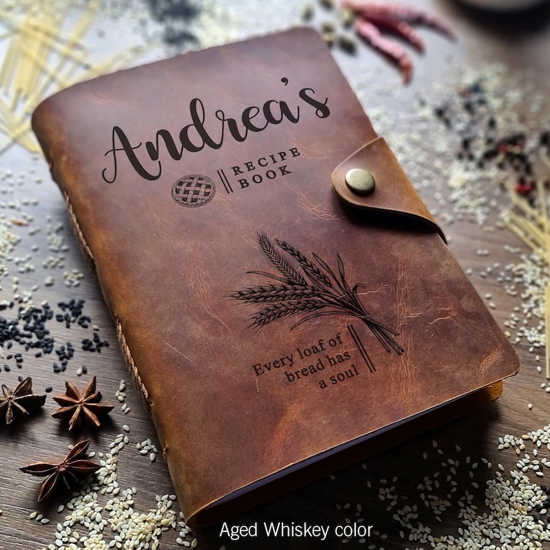 Free Personalized Leather Recipe Book: A5 Full Grain Cookbook, Laser ...