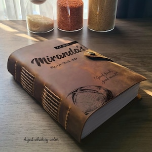 Personalized Leather Cookbook: A5 Blank Recipe Journal, Chef Gift