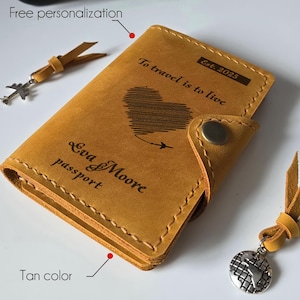 Personalized Leather Passport Cover: Anniversary Travel Gift