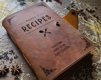 Libro de cocina personalizado de cuero grueso: piel de vacuno plena flor, tamaño A5