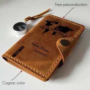 Personalized Leather Passport Cover: Hand Stitched Travel Wallet