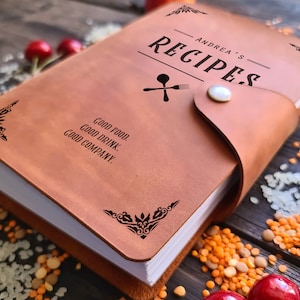 For Few Generations CookBook// Personalized Leather Cookbook// 3d Anniversary Gift// 220 or 460 pages book// Gift for Chef// Gift for Mum