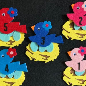 Five Little Birds Counting  Number Activity feltboard games, feltboard stories, teaching resources, early childhood group time circle time