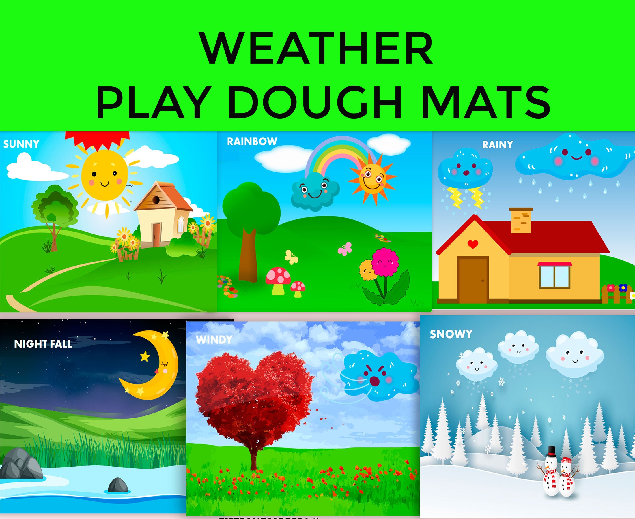 Weather Play Dough Mats Visual Cards Fine Motor Skills Etsy