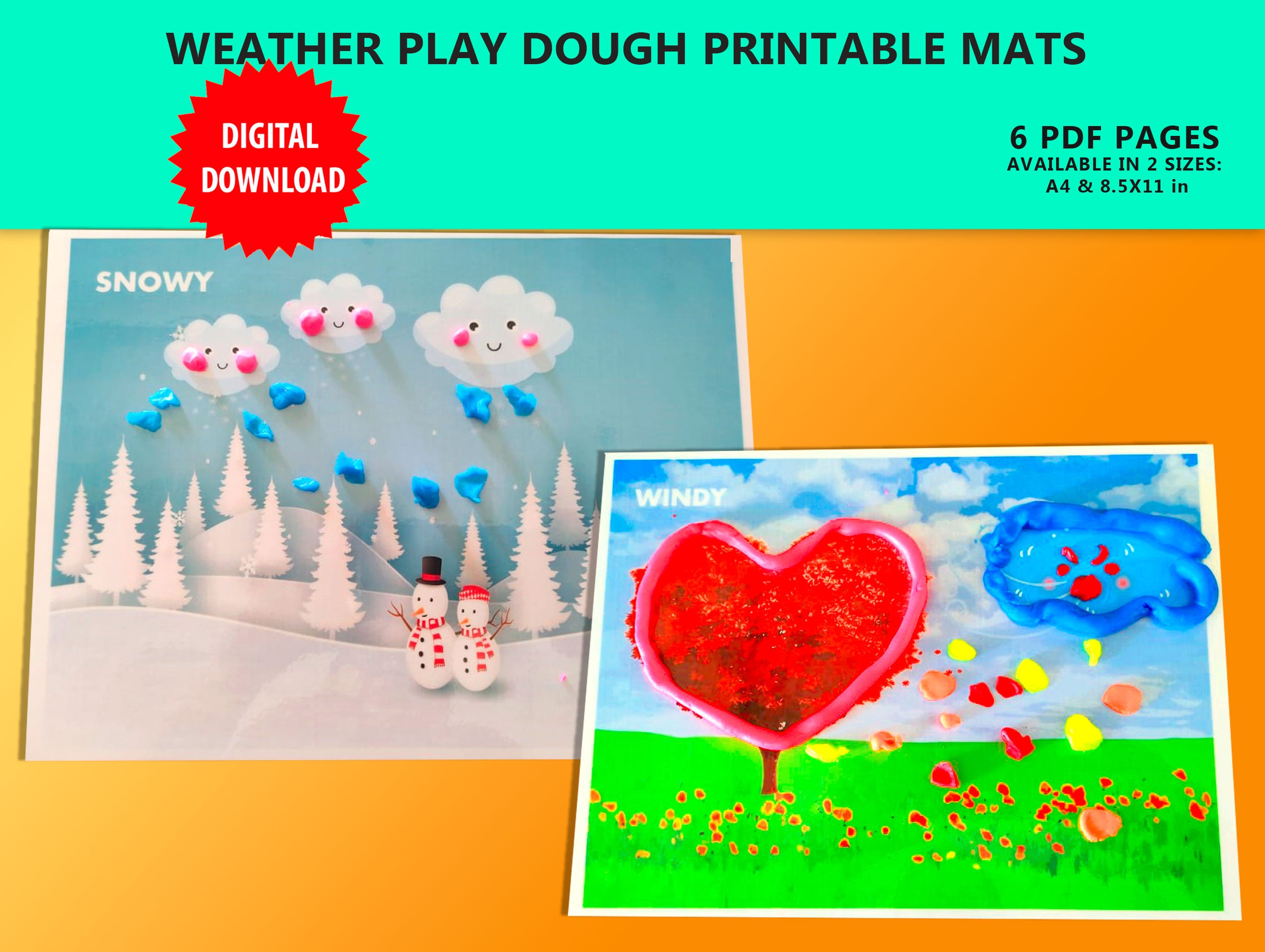Weather Play Dough Mats Visual Cards Fine Motor Skills Etsy