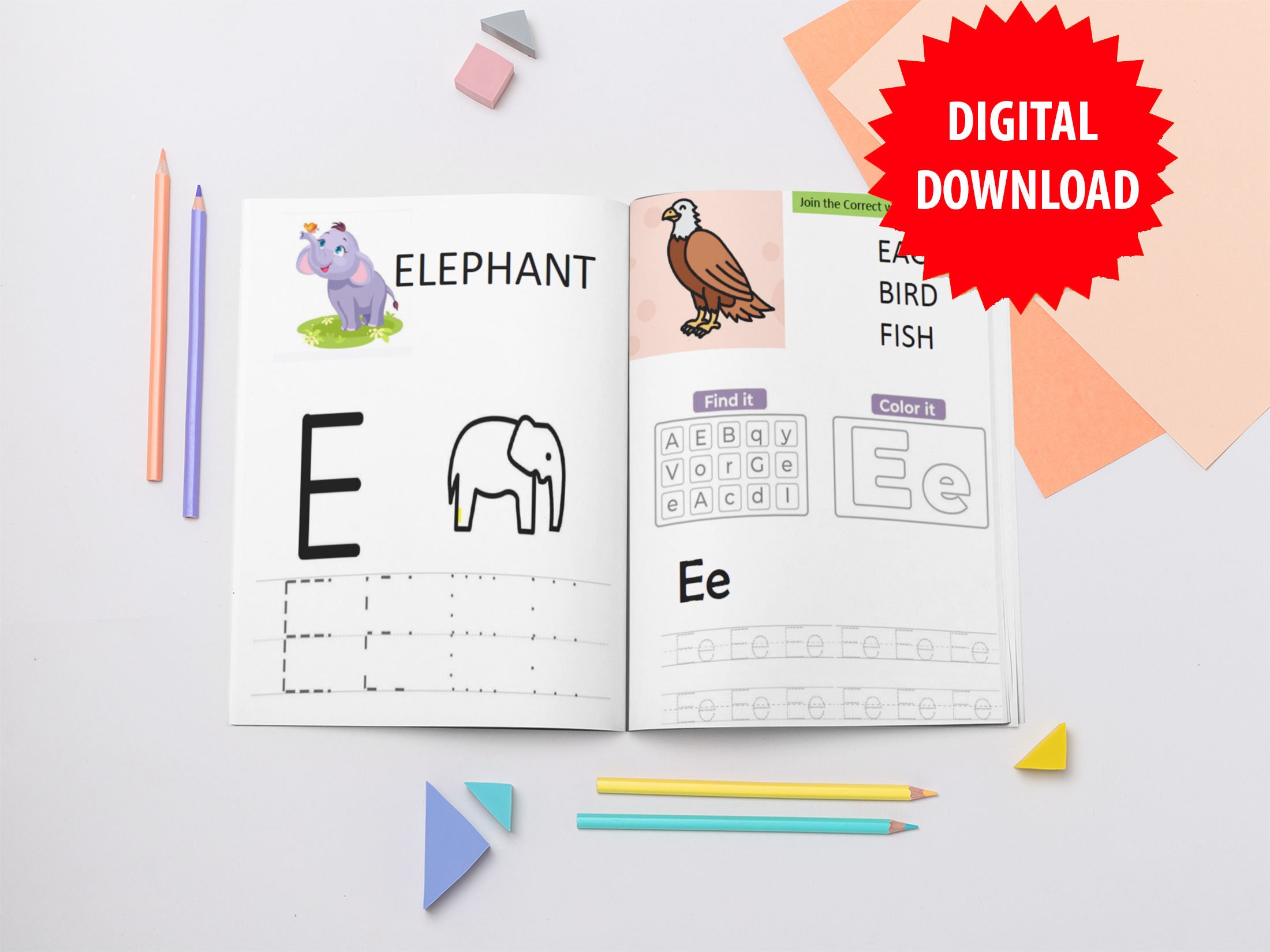 Toddlers Alphabet Workbook printable activity tracing letters | Etsy