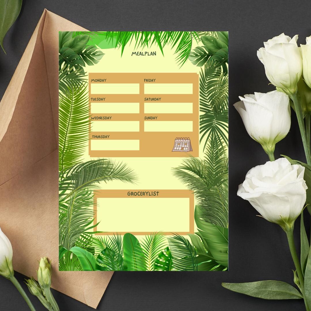 Weekly Meal Recipe Planner Meal Roster Planner Weekly Minimalist ...