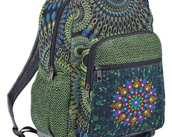 Cotton Boho Bag For Women & Girls, Hippy Looks, Bohemian, Hippie Backpack Large, Hippie Gifts for Women, Graphic Mandala Print