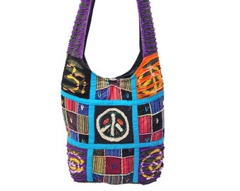 Hobo Crossbody Bags for Women, Boho Purse, Boho Bag, Hippie Bag | Indie Tote Bag, Cloth Purse for Women Peace Patchwork