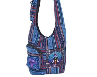 bandoulière hobo pour femme, sac à main bohème, sac bohème, sac hippie | Sac fourre-tout indépendant, sac à main en tissu pour femme sac à chakras/mandalas/champignons graphiques