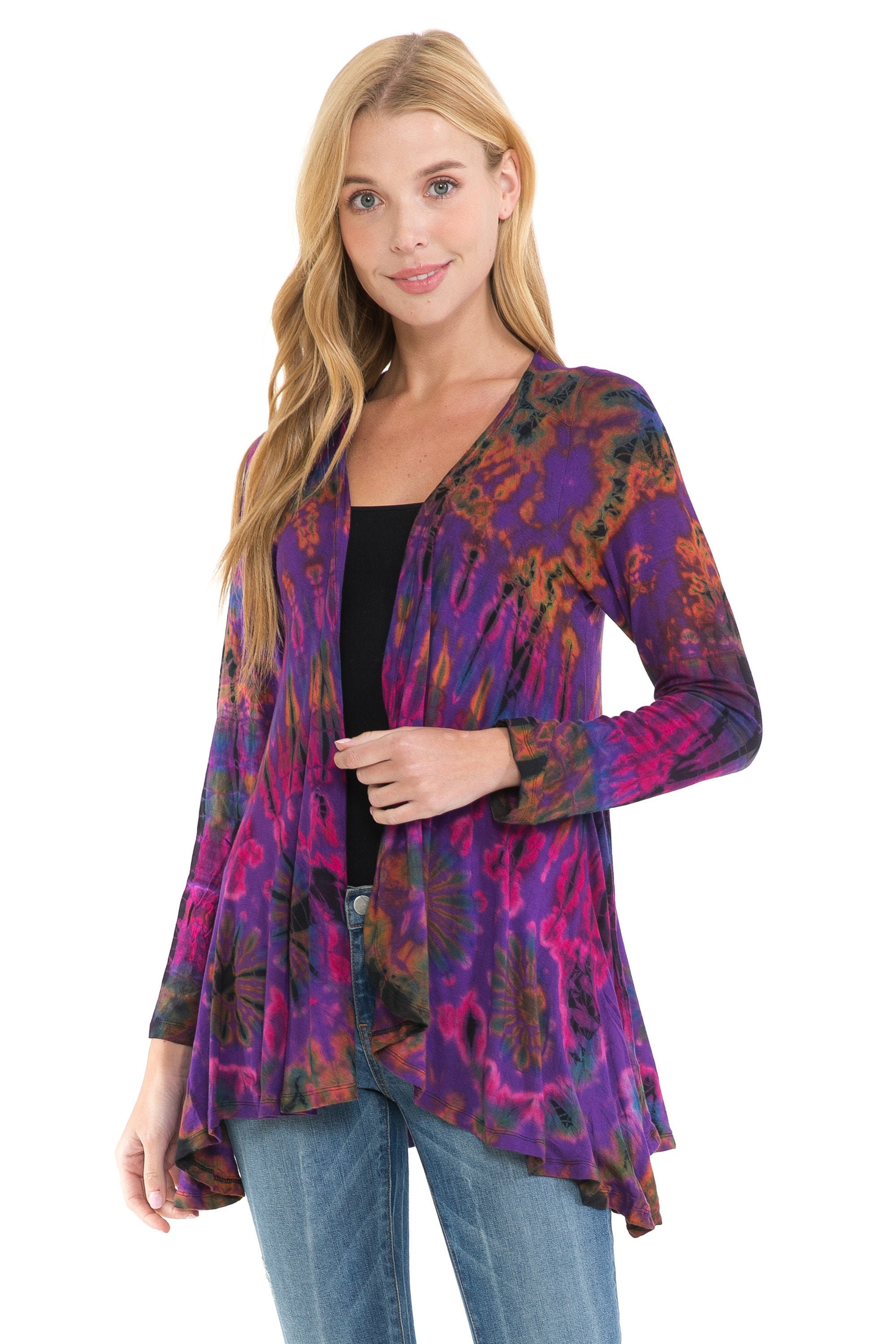 Mudmee Purple Tie Dye Cardigan for Women Soft and Comfortable - Etsy UK
