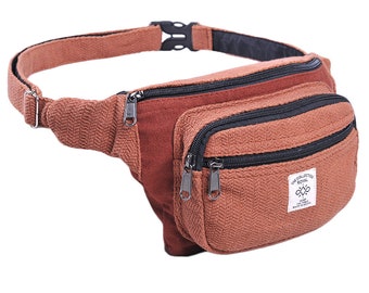 Paquete de fanny de cáñamo y algodón del Himalaya, ecológico, fanny pack boho, paquete de fanny hippie, cinturón de cintura, cinturón de utilidad de viaje