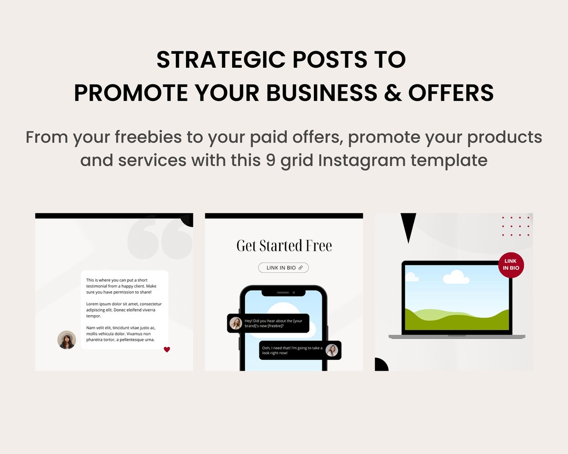 Instagram 9 Grid Template, Instagram Grid Design, Instagram Post
