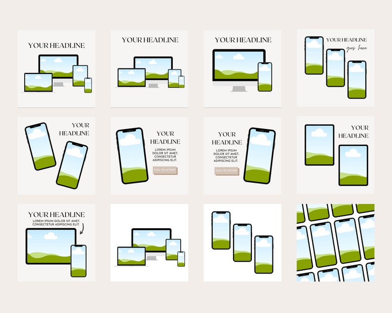 Digital mockup, iPhone-mockup, mallar för laptop-mockup, enhetsmockup, Canva-mall för småföretag, marknadsföringsmall bild 5