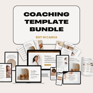 Paquete de coaching, Plantillas de Coaching Canva, Sitio web de coaching, Hojas de trabajo de coaching, Plantillas de publicaciones de Instagram, Plantilla de sitio web de Canva
