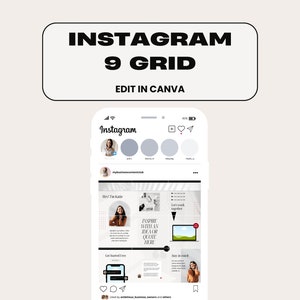 Instagram 9 Grid Template, Instagram Grid Design, Instagram Post Template, Instagram Puzzle Feed Template, Canva Template Instagram