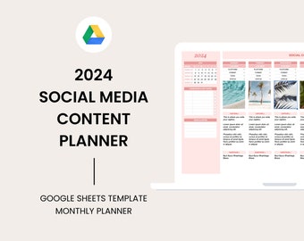 2024 Content Calendar, Social Media Planner, Social Media Content Calendar, Google Sheets Content Planner, Content Calendar Google Sheets