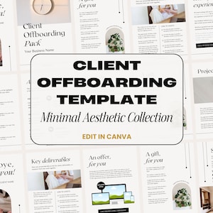 Paquete de despedida del cliente, Baja del cliente, Plantilla de asistente virtual, Plantillas de coaching, Plantilla Canva para empresas, Paquete de salida del cliente