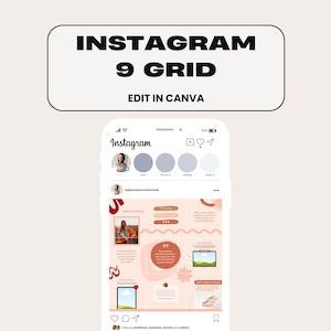 Instagram 9 Grid Template, Instagram Canva Template, Instagram Grid Design, Instagram Puzzle Feed Template, Canva Template Instagram
