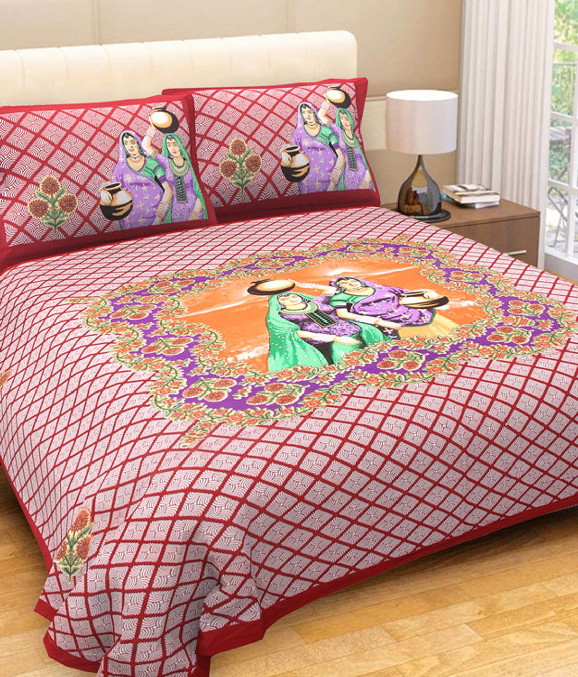 Indian Duvet Covers Cotton King Size Premium With Two Pillow Etsy