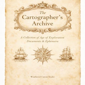 Vintage Map Ephemera Printable | Age of Exploration Junk Journal Kit | Cartography Compass Rose Navigator | Digital Download