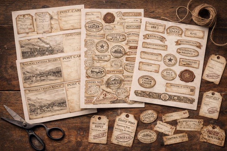 Junk Journal Printable Kit | Vintage Ephemera Paper Pack | Old West ...
