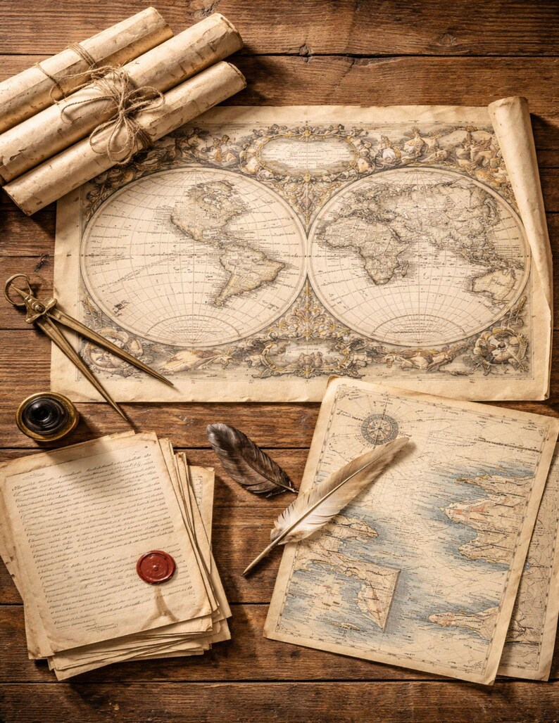 Vintage Map Ephemera Printable | Age of Exploration Junk Journal Kit ...