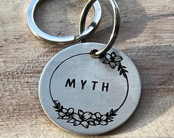 Etiqueta de identificación para perros, etiqueta de identificación con flores para perros, etiquetas con nombre para mascotas, identificación de mascotas, etiqueta de identificación para perros personalizada, identificación para gatos, etiqueta de identificación para perros de latón, etiqueta con flores, etiqueta de identificación para perros personalizada, llavero