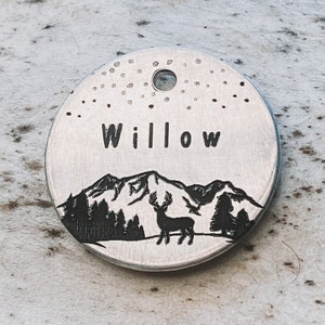 Placa De Perro, Placas De Identificación De Perros, Placas De Identificación, Etiqueta Personalizada De Perro, Etiqueta De Árboles De Montaña, Placa De Perro De Venado, Etiqueta de Perro Estrellas, Placa de Perro de Montaña