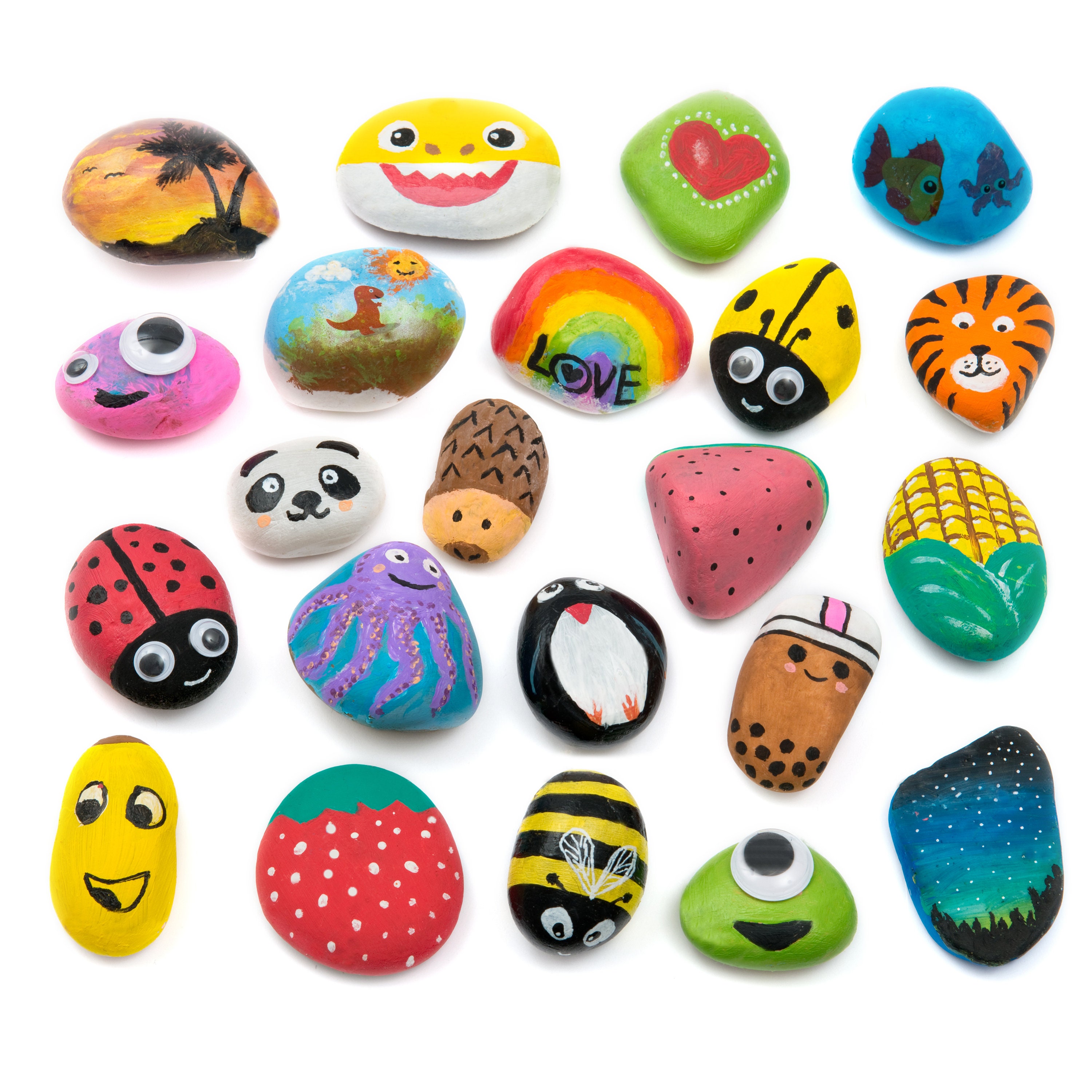 Dezzys Workshop Rock Painting Kit for Kids - Arts & Crafts Supplies Set for Girls & Boys Ages 6-12 - Educational Art Supplies for Painting Rocks, Fun