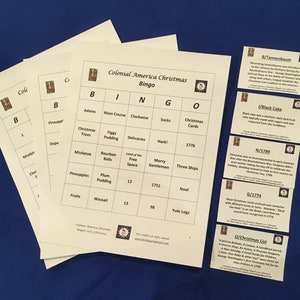 Colonial America Christmas Bingo