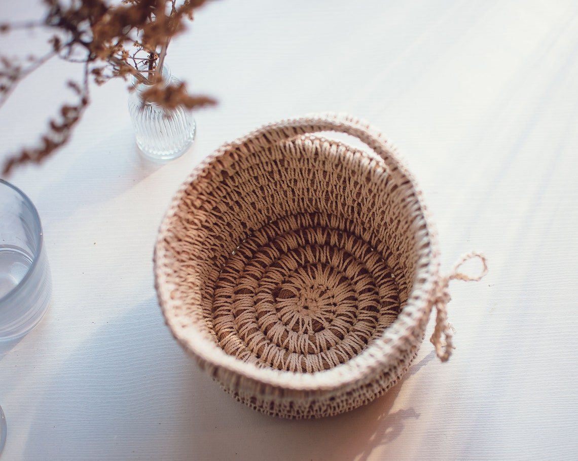 Jute-Korb kleine häkeln Korb Pflanzer Korb Seil | Etsy