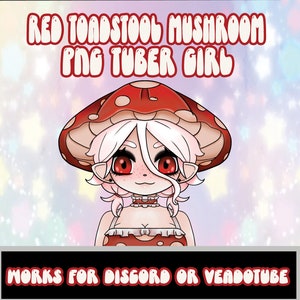 Red ToadStool Mushroom Girl &quot;Luna&quot;  | Chibi | Premade PNG Tuber | Veadotube | Discord | Twitch