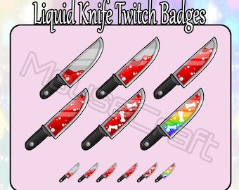 Liquid Knife Badges | 6 Pack | Premade | Twitch Sub Badge