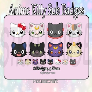 Insignias de gatos de anime / Premade / Sub Badge de Twitch