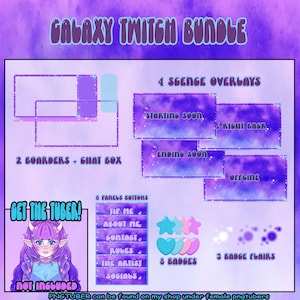 Galaxy Overlay Bundle | PNGTuber not included | Twitch Assets