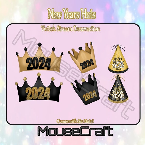 New Years Hats | 6 Options | PNGTuber Asset | Twitch Stream Decoration