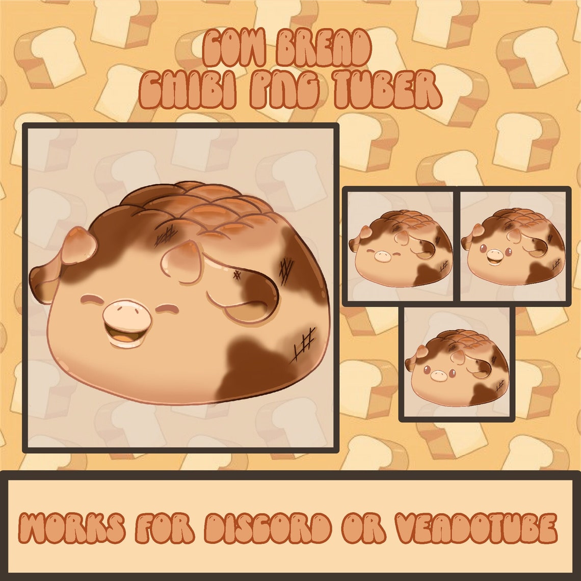 Cow Bread | Food Animal | Premade UNISEX PNG Tuber | Veadotube ...