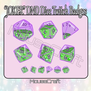 Joker DND Dice Badges | 6 Pack | Premade | Twitch Sub Badge